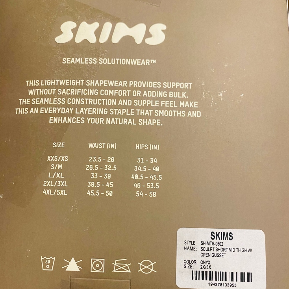 Skims shorts Mid thigh with Open gusset size 2xl/3xl